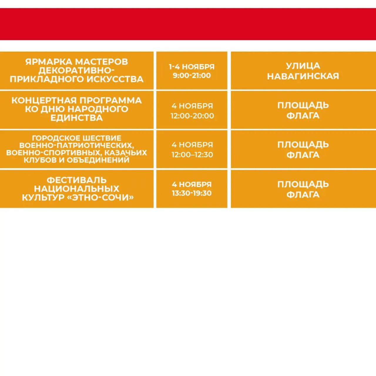 Ко Дню народного единства в Сочи подготовлена обширная программа мероприятий Ко Дню народного единства в Сочи подготовлена обширная программа мероприятий