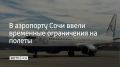 Для обеспечения безопасности гражданских воздушных судов введены временные ограничения на прием и отправку самолетов из аэропорта Сочи, сообщили в Росавиации