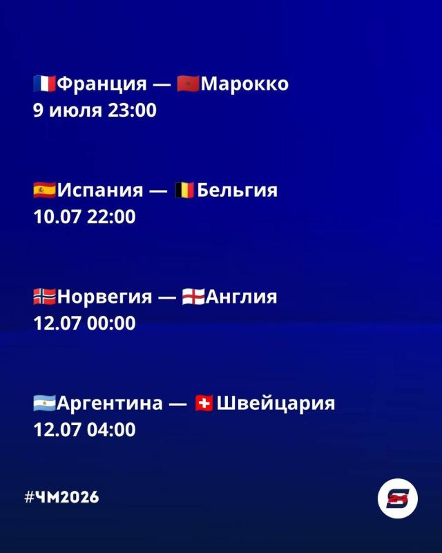 Забирай в закладки: расписание матчей 1/4 финала ЧМ-2026 по футболу! Забирай в закладки: расписание матчей 1/4 финала ЧМ-2026 по футболу!