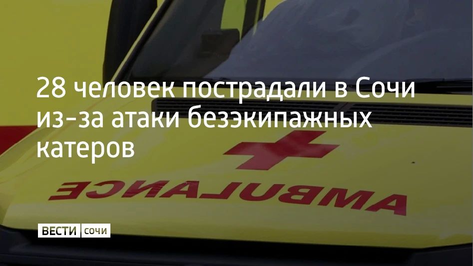 Во время атаки безэкипажных катеров ночью 9 сентября на набережной в Сочи пострадали 28 человек, в том числе двое детей, сообщили в оперативном штабе Краснодарского края