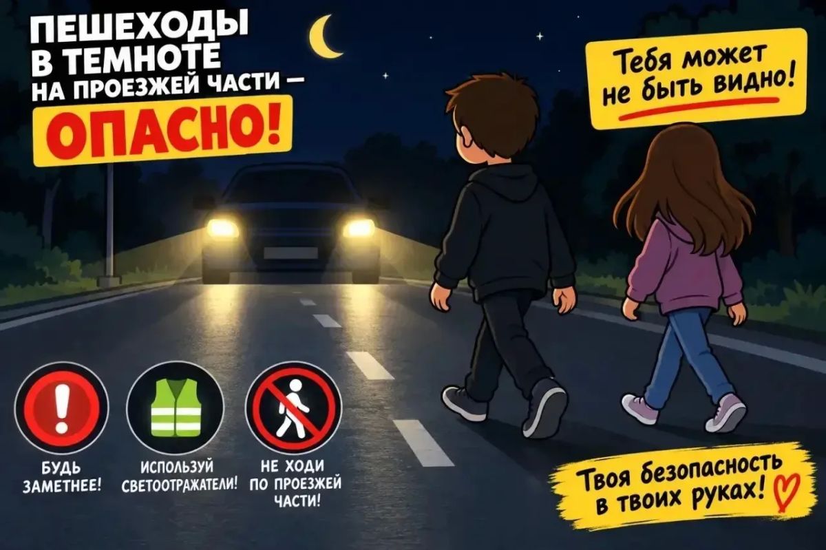 Пешеход на проезжей части вне населённого пункта — это смертельно опасно!